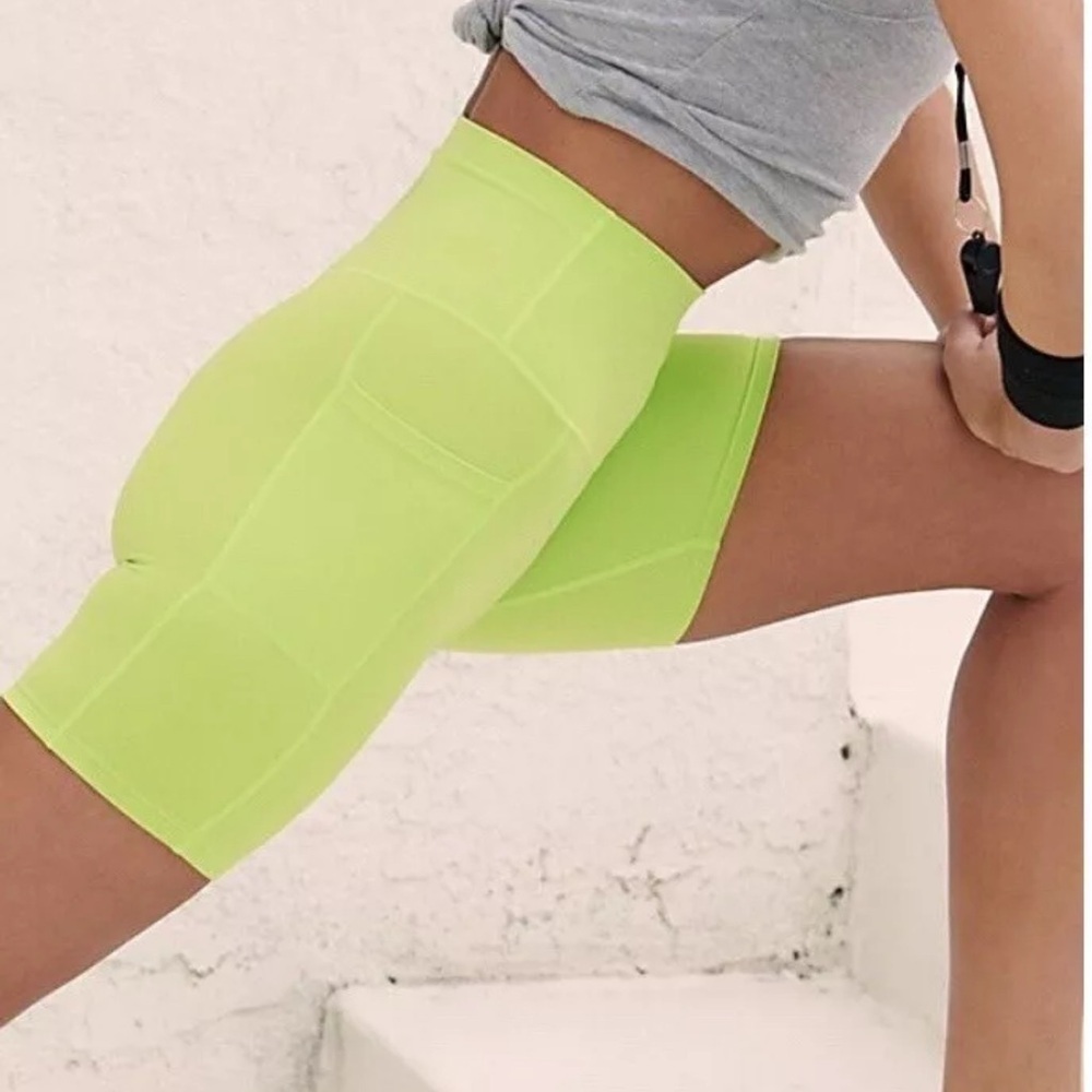 Free People Movement Epic Bike Shorts size small highlighter yellow